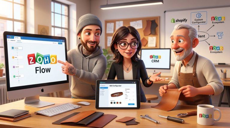 Mehr über den Artikel erfahren Shopify, React-Konfigurator und Zoho Flow: Hybrides E-Commerce-Backend integrieren