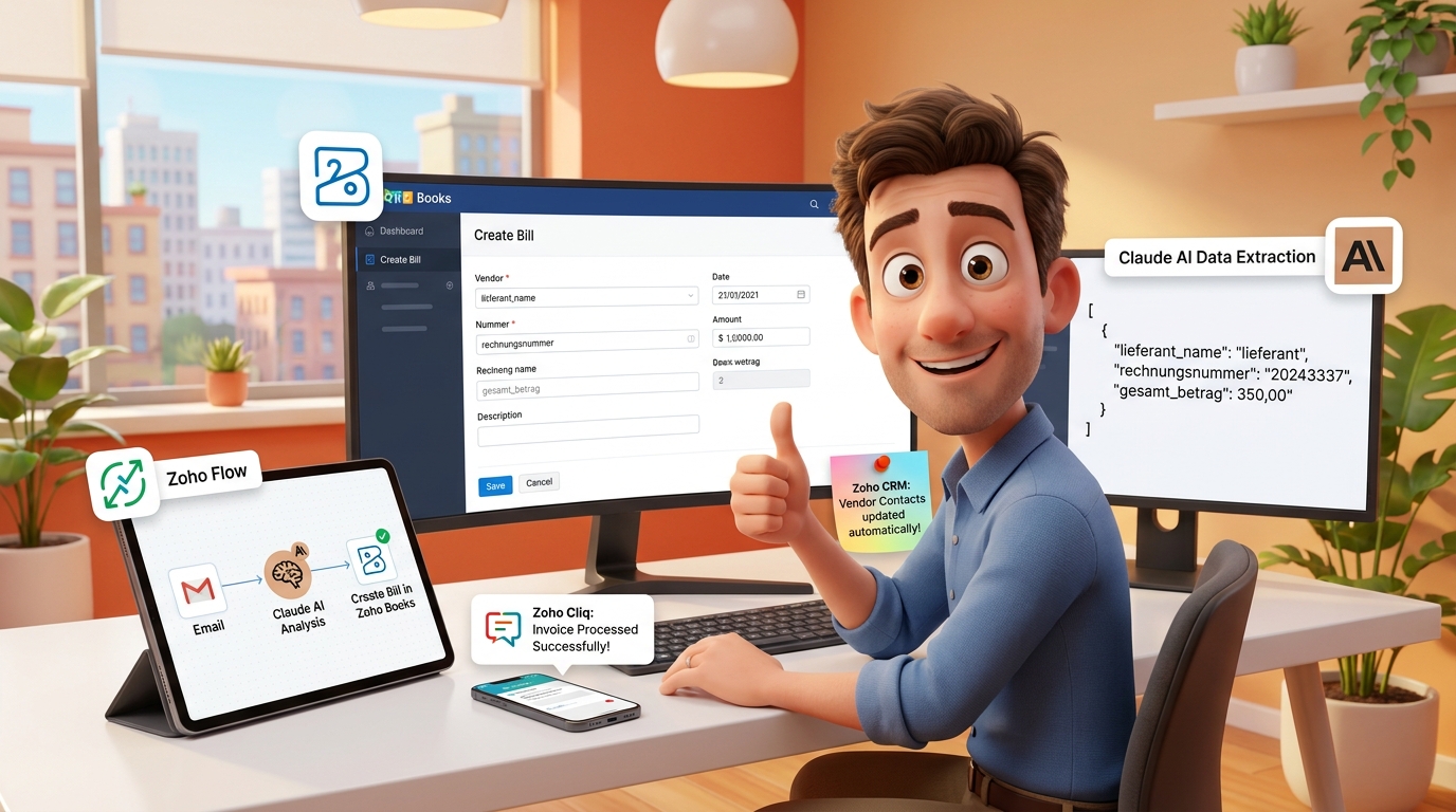 Du betrachtest gerade Automatisierte Eingangsrechnungen mit Zoho Books, Zoho Flow und Claude API: Tutorial zur KI-basierten Belegerfassung