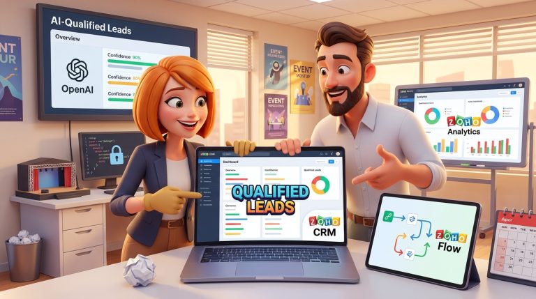 Mehr über den Artikel erfahren Zoho CRM, Zoho Flow und OpenAI API kombiniert für KI-gestützte Lead-Qualifizierung und Datenhygiene