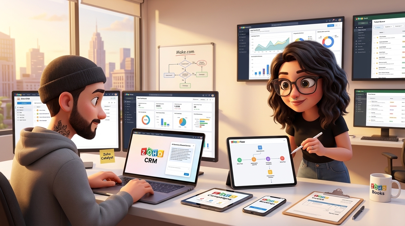 Du betrachtest gerade Zoho CRM, Desk und externe APIs: Webinar-Kampagnen bis KI-Support automatisieren