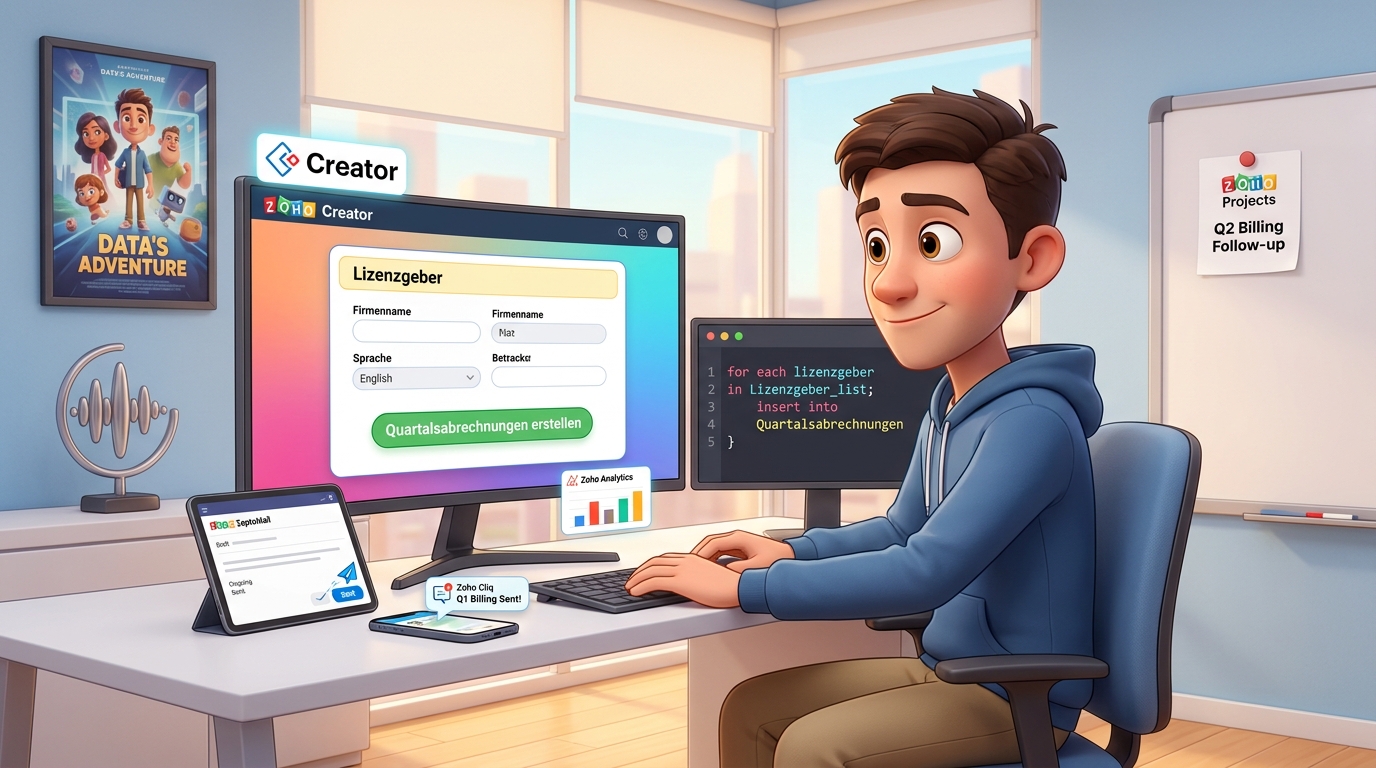 Du betrachtest gerade Automatisierter Rechnungsversand mit Zoho Creator, Deluge und PDF-API im mehrsprachigen Abrechnungsworkflow lernen