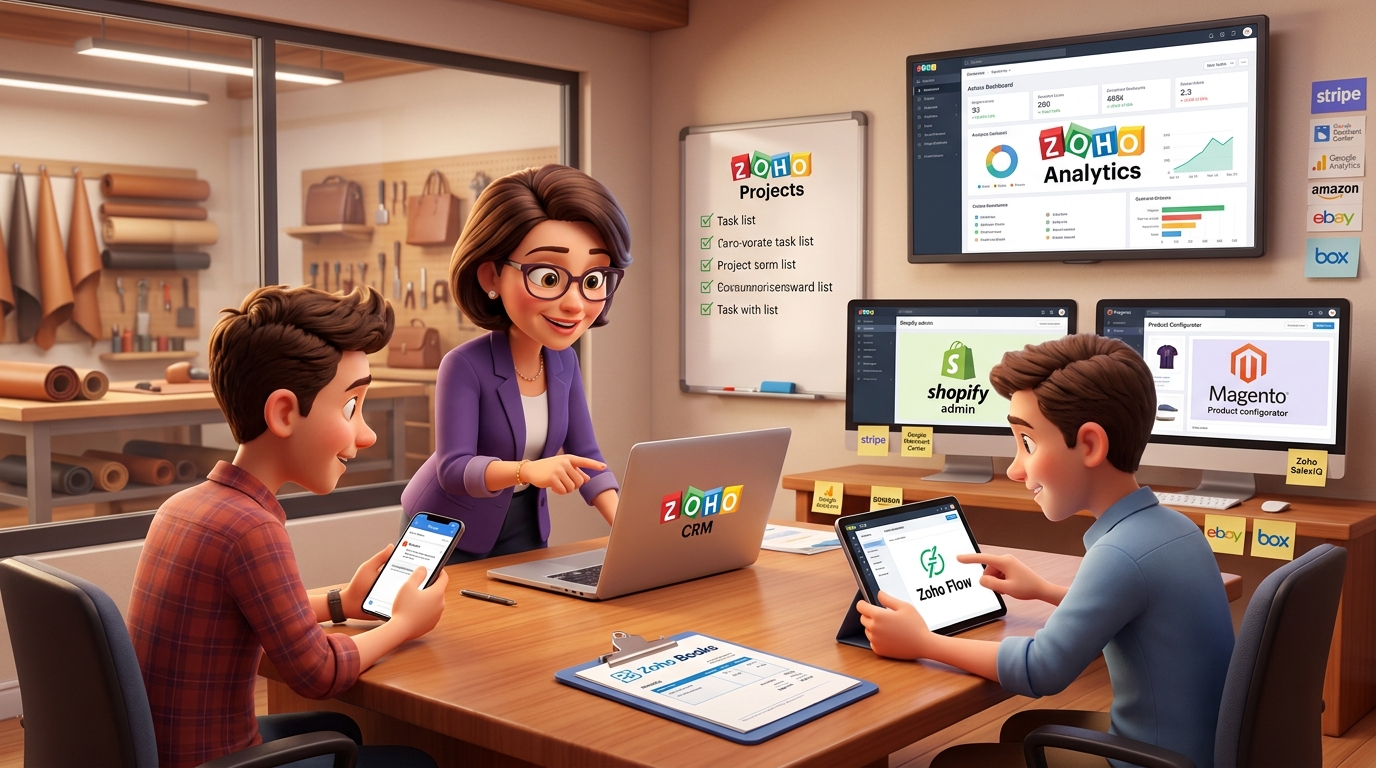Du betrachtest gerade Shopify, Magento und Zoho CRM per Zoho Flow für Muster-Workflows integrieren