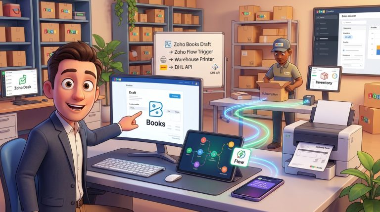Mehr über den Artikel erfahren Zoho Books, Deluge und DHL API: Automatisierung von Waren-Abos im Versandprozess