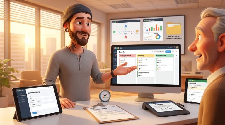 Mehr über den Artikel erfahren Zoho CRM, Deluge und Zoho Forms kombinieren für Schadensmanagement-Tutorial