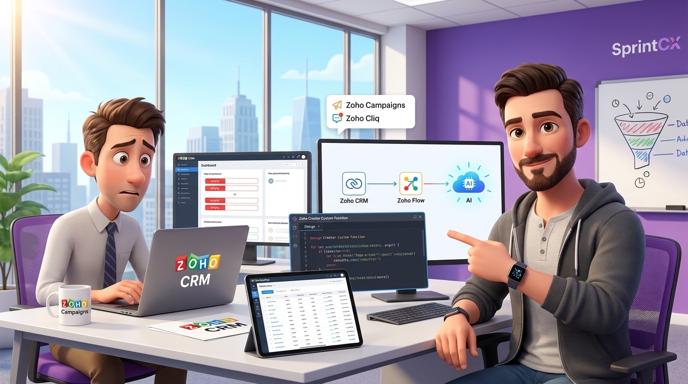 Du betrachtest gerade Zoho CRM Workflows, Deluge und KI-API für automatisierte Kontaktanreicherung