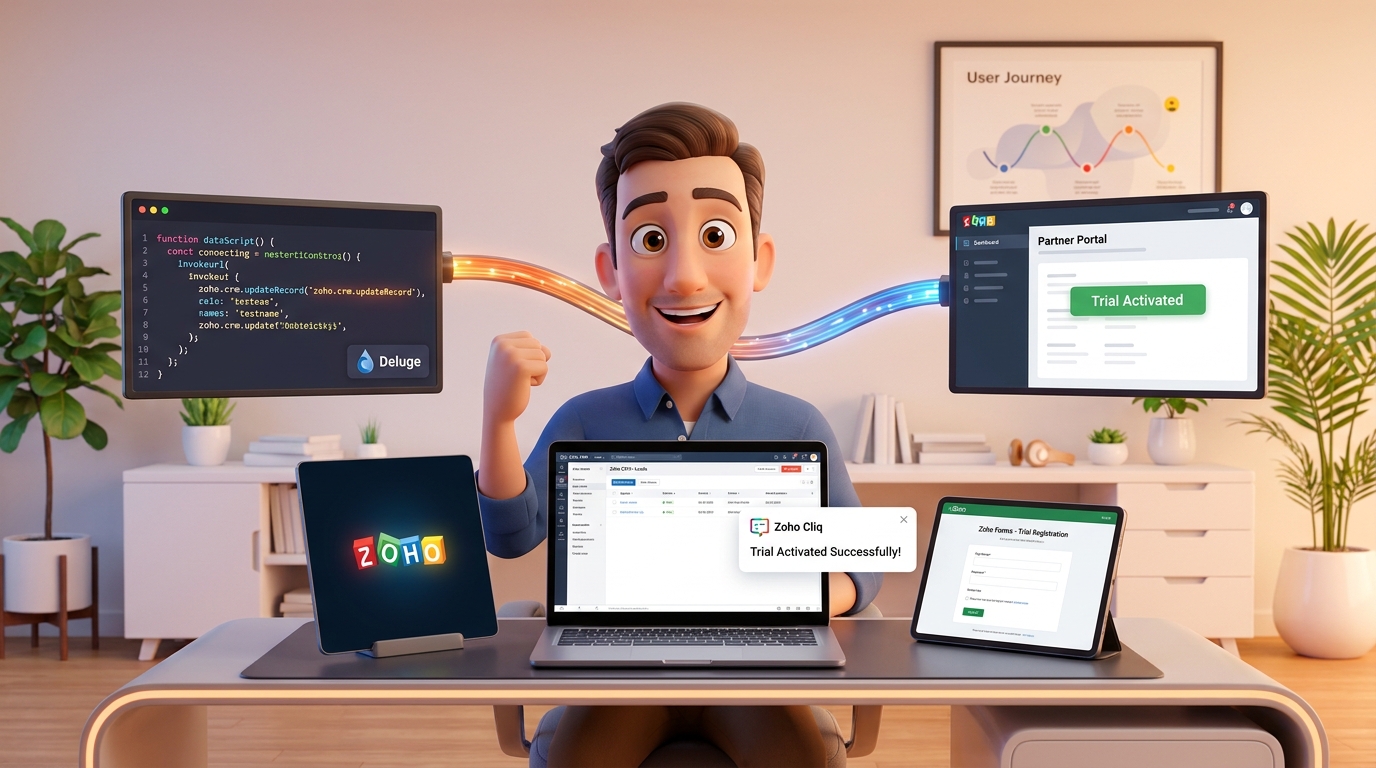 Du betrachtest gerade Automatisierte SaaS-Testphasen mit Zoho CRM, Deluge und externer API einrichten