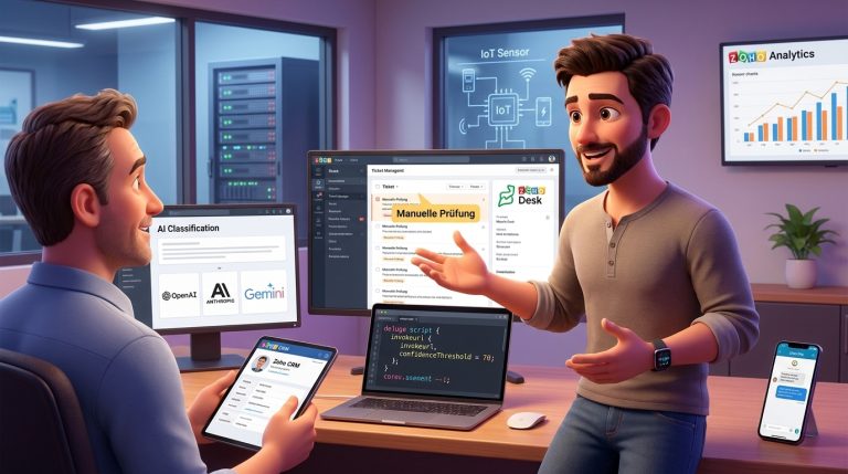 Mehr über den Artikel erfahren Zoho Desk, Deluge und OpenAI API für selbstüberwachtes Ticket-Management lernen