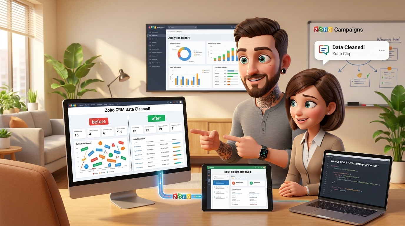 Du betrachtest gerade Zoho CRM, Desk und Deluge: Automatische Bereinigung verwaister Kontakte