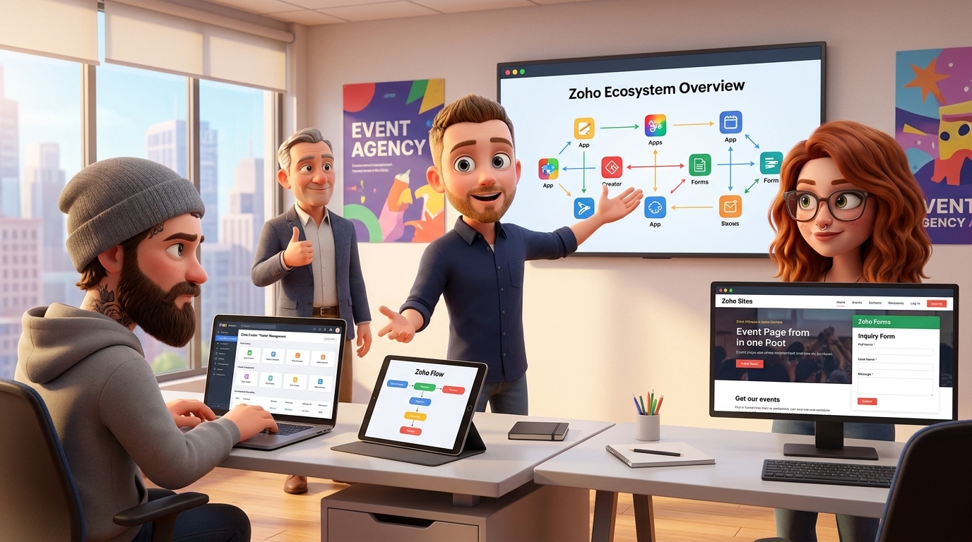 Du betrachtest gerade Tutorial: Zoho Creator, Flow und externe APIs für Event-Marktplatz-MVP erstellen