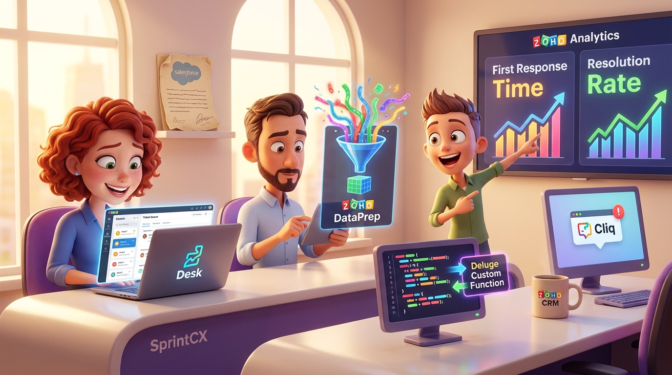 Du betrachtest gerade Tutorial: Zoho Desk, DataPrep und CRM für automatisierte Ticket-Zuweisung im Support