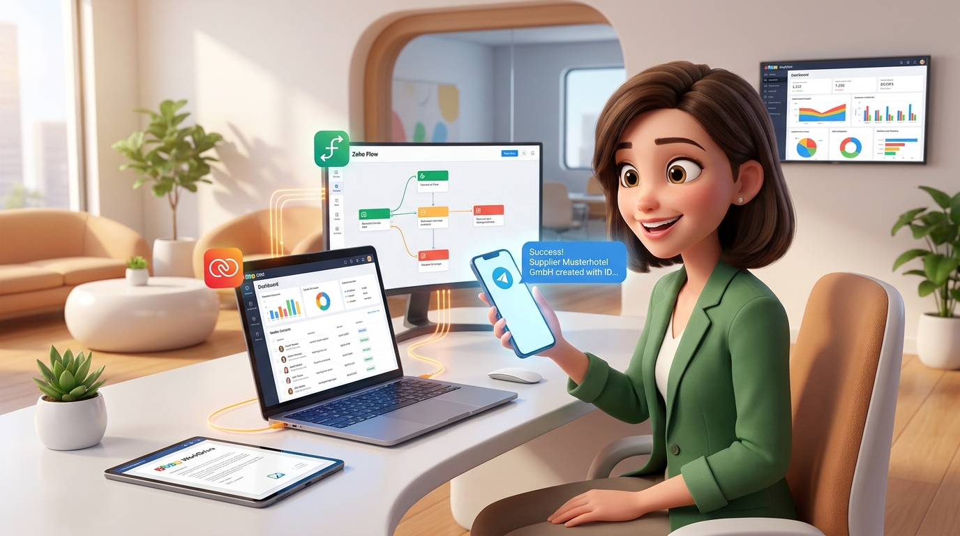 Du betrachtest gerade Autonome KI-Agenten via Telegram mit Zoho CRM API für Vendor-Onboarding steuern