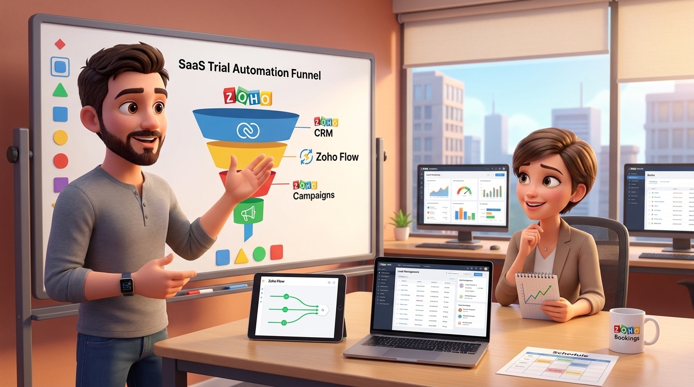 Du betrachtest gerade Zoho CRM, Zoho Flow und APIs: SaaS-Testphase automatisiert umsetzen