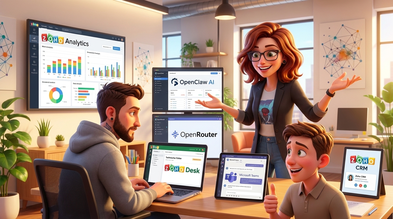 Du betrachtest gerade Zoho Desk, OpenClaw, Microsoft Teams: Tutorial zur KI-Ticket-Automatisierung