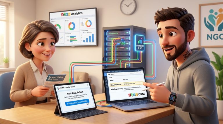 Mehr über den Artikel erfahren Zoho CRM, Deluge und Infomaniak KI-API: Tutorial zur NBA-Engine für Fundraising