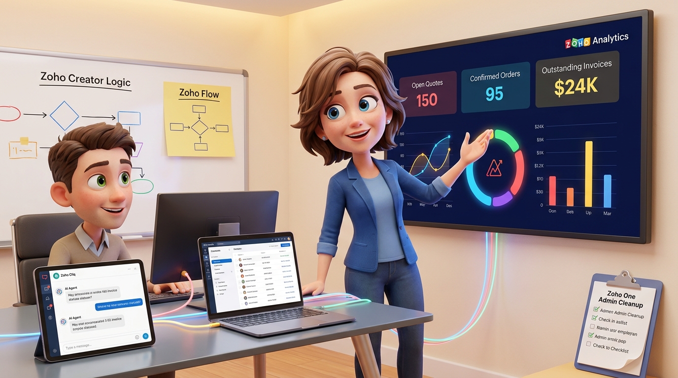 Du betrachtest gerade Zoho Analytics, CRM und OpenAI API: Zentrales KPI-Dashboard mit KI-Agent Tutorial