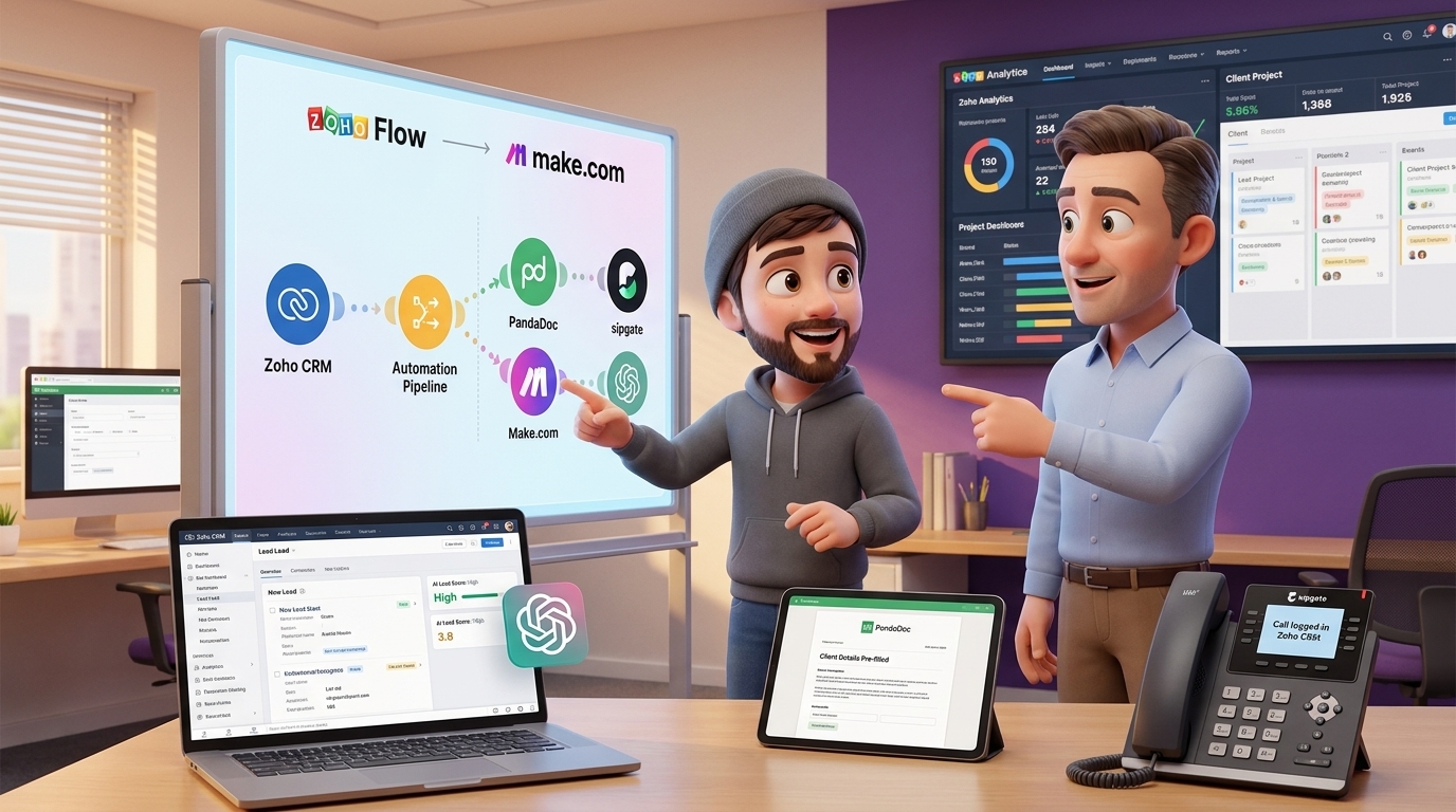 Du betrachtest gerade Zoho CRM, Flow und OpenAI API integrieren: Tutorial zu Lead-Scoring, Dokumentenautomatisierung und Cloud-Telefonie