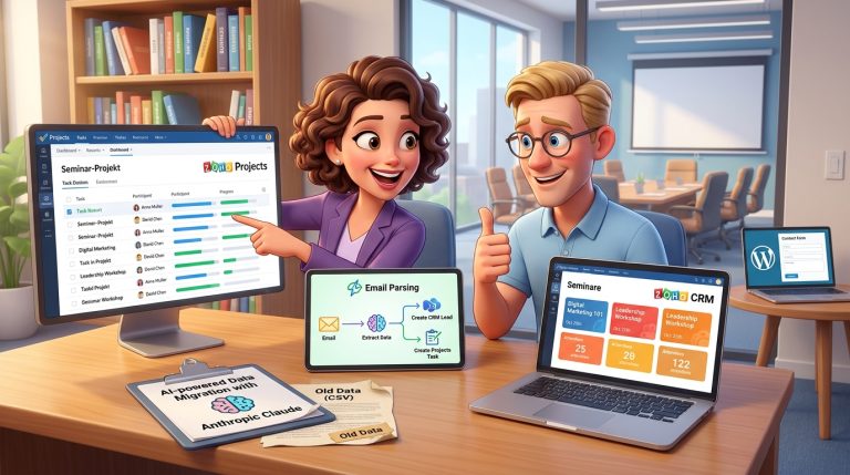 Mehr über den Artikel erfahren Seminarbuchungen automatisieren und Altdaten migrieren mit Zoho CRM, Zoho Flow und OpenAI API