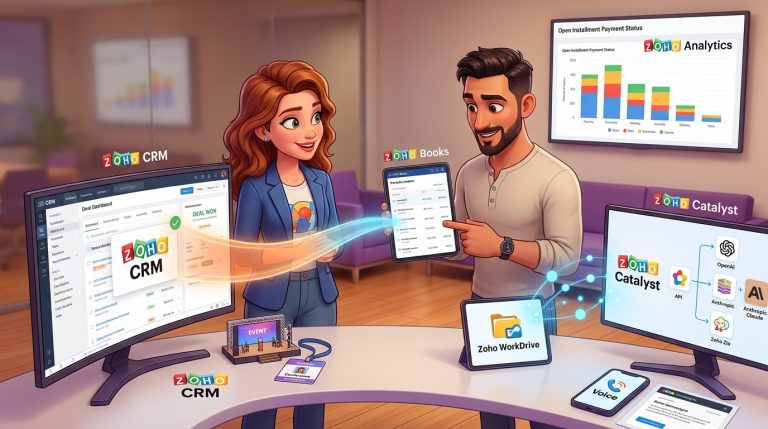 Mehr über den Artikel erfahren Zoho CRM, Zoho Books und KI-APIs: Ratenzahlungsprozess und Lead-Import automatisieren