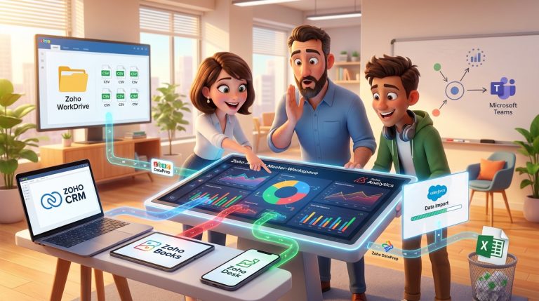 Mehr über den Artikel erfahren Zoho Analytics Master-Workspace mit CRM, Books und Desk für zentrale BI-Integration erstellen