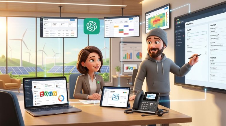 Mehr über den Artikel erfahren Zoho CRM, Zoho Desk und OpenAI API für weltweiten Support und Vertrieb