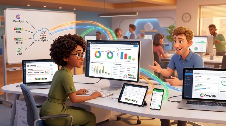 Mehr über den Artikel erfahren Zoho Analytics, CRM und externe API integrieren für Kunden-Dashboards – Tutorial