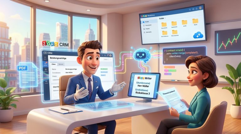 Mehr über den Artikel erfahren Tutorial: Zoho CRM, Writer und OpenAI API für automatisiertes PDF-Reporting