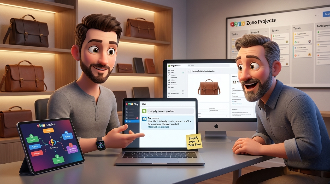 Du betrachtest gerade Shopify-Produktpflege automatisieren mit Zoho Catalyst, Cliq und API-Integration
