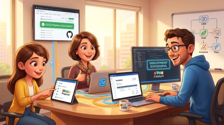 Mehr über den Artikel erfahren Automatisierte Zeiterfassung und Abrechnung mit Zoho Catalyst, Books und GitHub CI/CD – ein Praxis-Tutorial