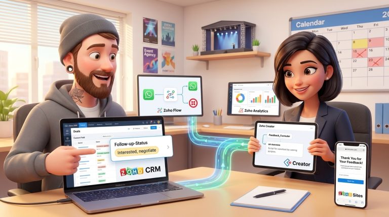 Mehr über den Artikel erfahren Automatisierte Angebotsverfolgung im Event-Management mit Zoho CRM, Creator und Deluge