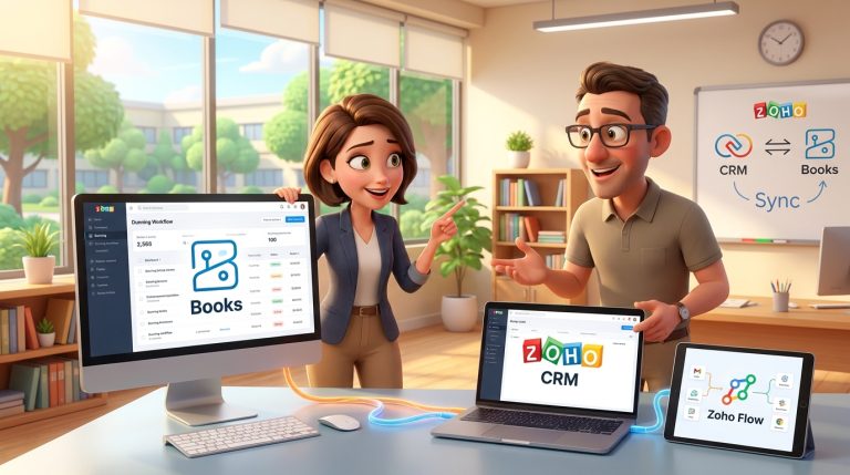 Mehr über den Artikel erfahren Zoho CRM, Zoho Books und Zoho Flow Integration für automatisiertes Lead- und Mahnwesen