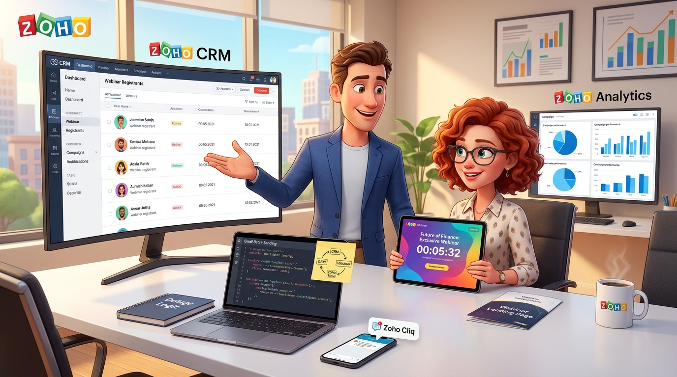 Du betrachtest gerade Zoho CRM und Zoho Webinar per Deluge und Webhook für Webinar-Kampagnen automatisieren