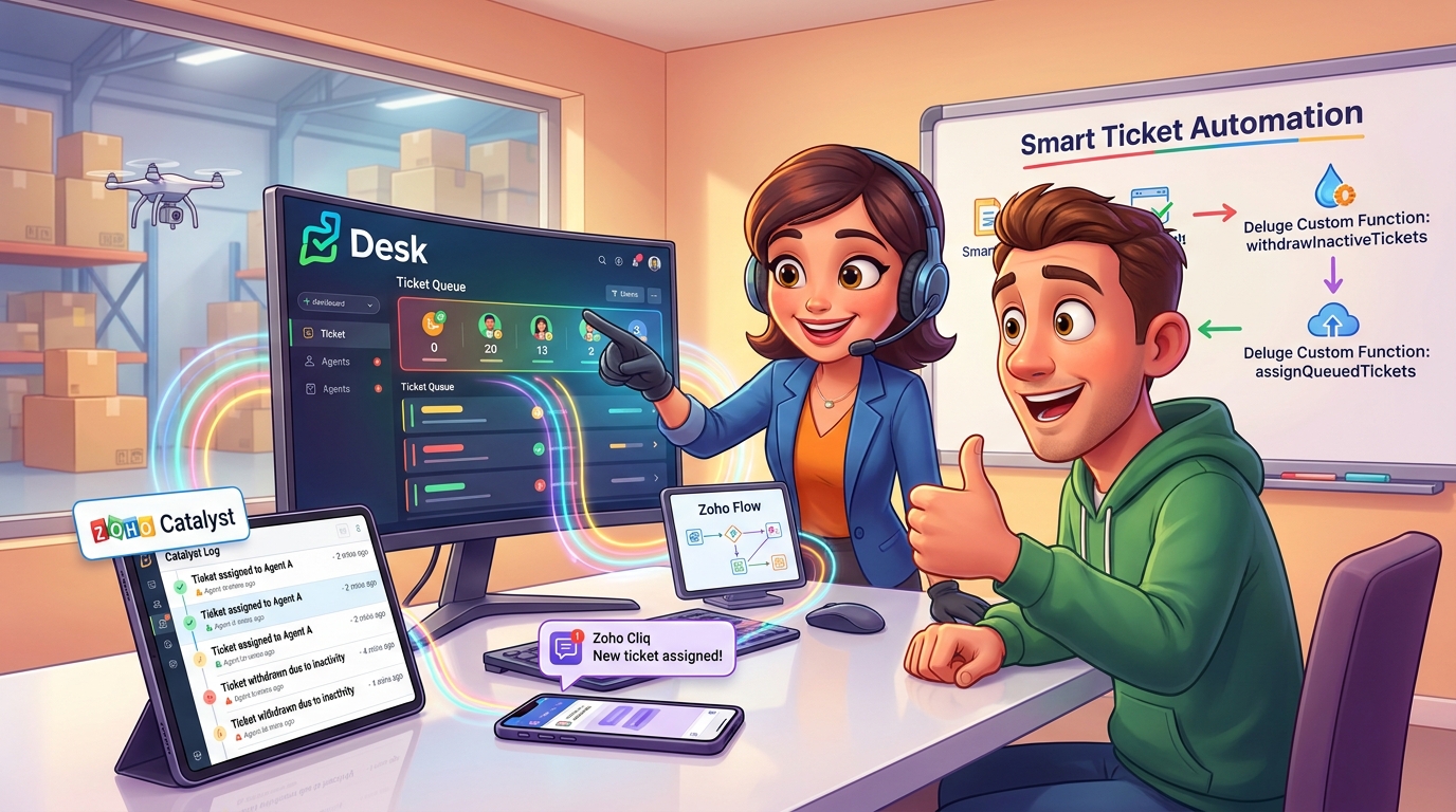 Du betrachtest gerade Zoho Desk, Deluge und Catalyst: Tutorial für automatisierte Ticket-Zuweisung mit Monitoring