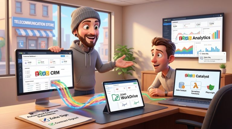 Mehr über den Artikel erfahren Zoho CRM, Catalyst und Playwright für automatisiertes Vertrags-Handling integrieren