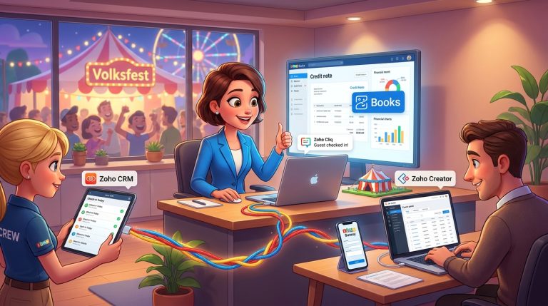 Mehr über den Artikel erfahren Zoho CRM, Creator und Books im Event-Management automatisiert einsetzen: Tutorial