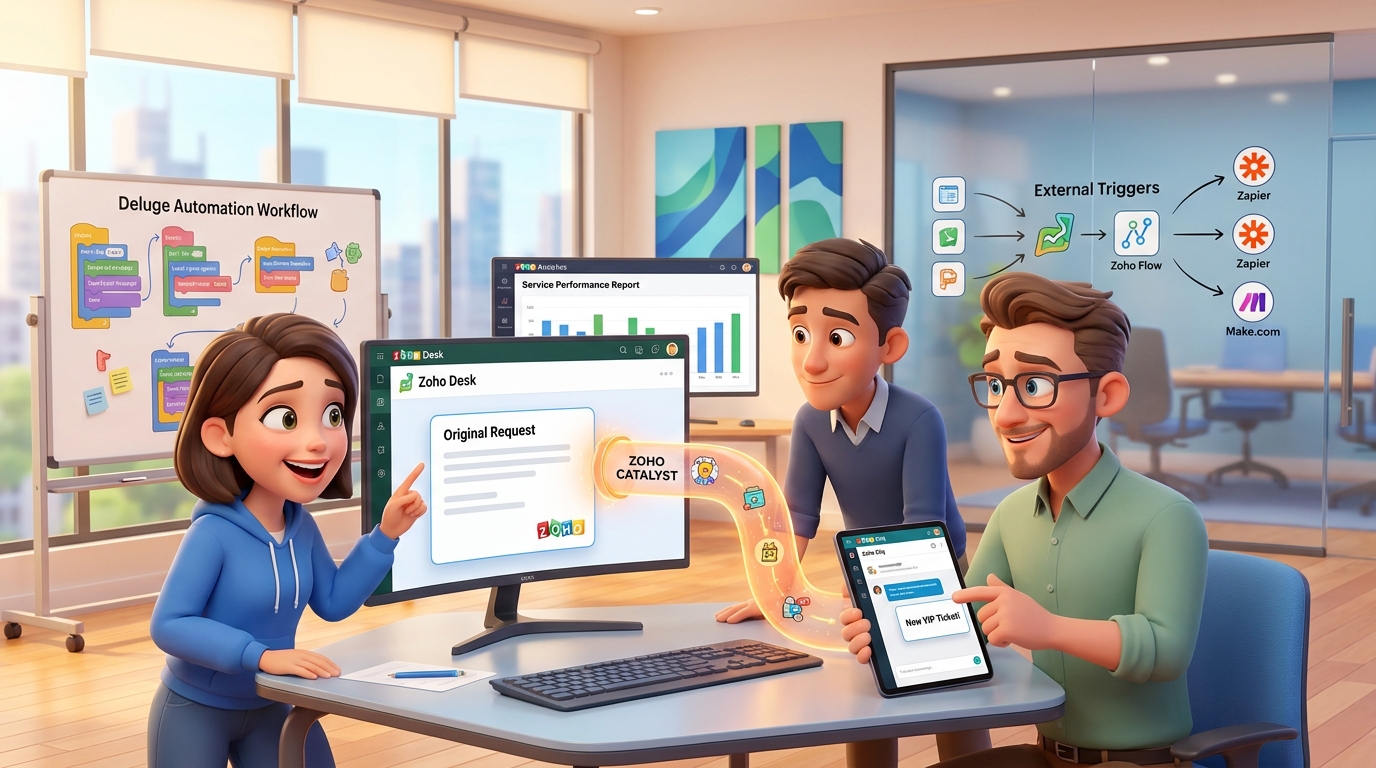 Du betrachtest gerade Zoho Desk, Catalyst und Cliq: Custom Workflows für effizientes Ticket-Management
