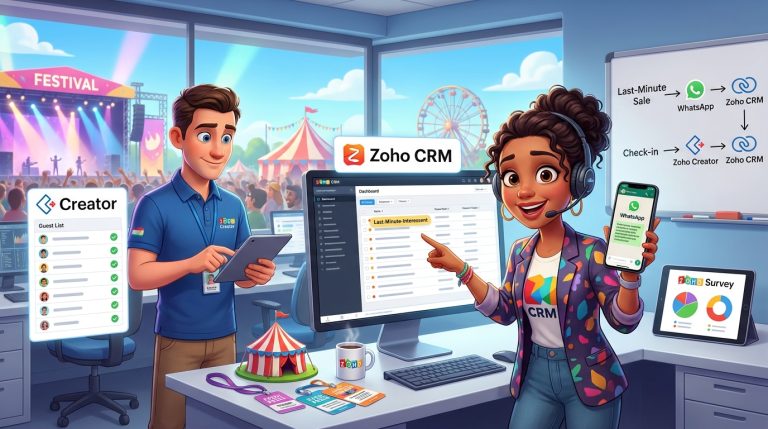 Mehr über den Artikel erfahren Zoho CRM, Zoho Creator und WhatsApp API für Eventvertrieb und Feedback automatisieren