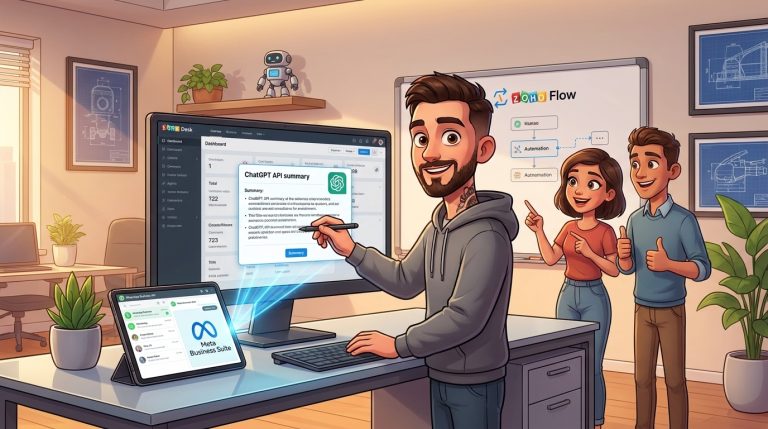 Mehr über den Artikel erfahren Zoho Desk, ChatGPT API und WhatsApp Business API für Kundenservice-Prozesse integrieren – Schritt-für-Schritt-Anleitung