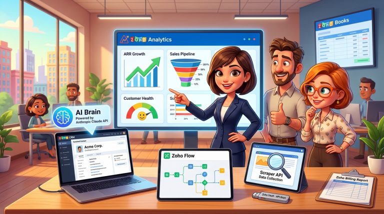 Mehr über den Artikel erfahren Zoho CRM, Zoho Analytics und Claude API: Automatisierte KPI-Dashboards und KI-gestützte Datenanreicherung Schritt für Schritt