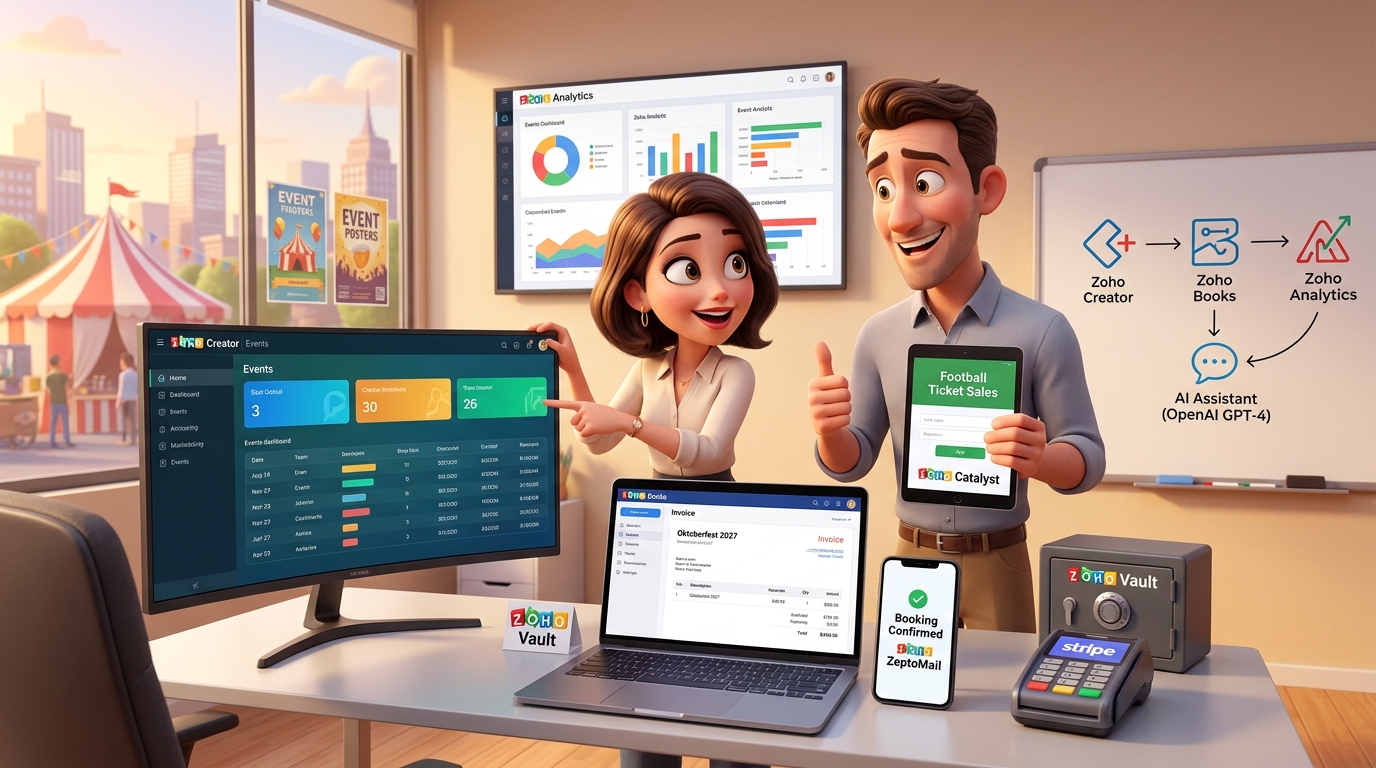 Du betrachtest gerade Zoho Creator, Books, Analytics und OpenAI API für Event-Management zentral integrieren – Tutorial