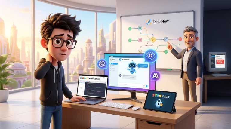 Mehr über den Artikel erfahren Zoho Cliq Bot, OpenAI API und Zoho Vault für automatisiertes KI-gestütztes Workflow-Management