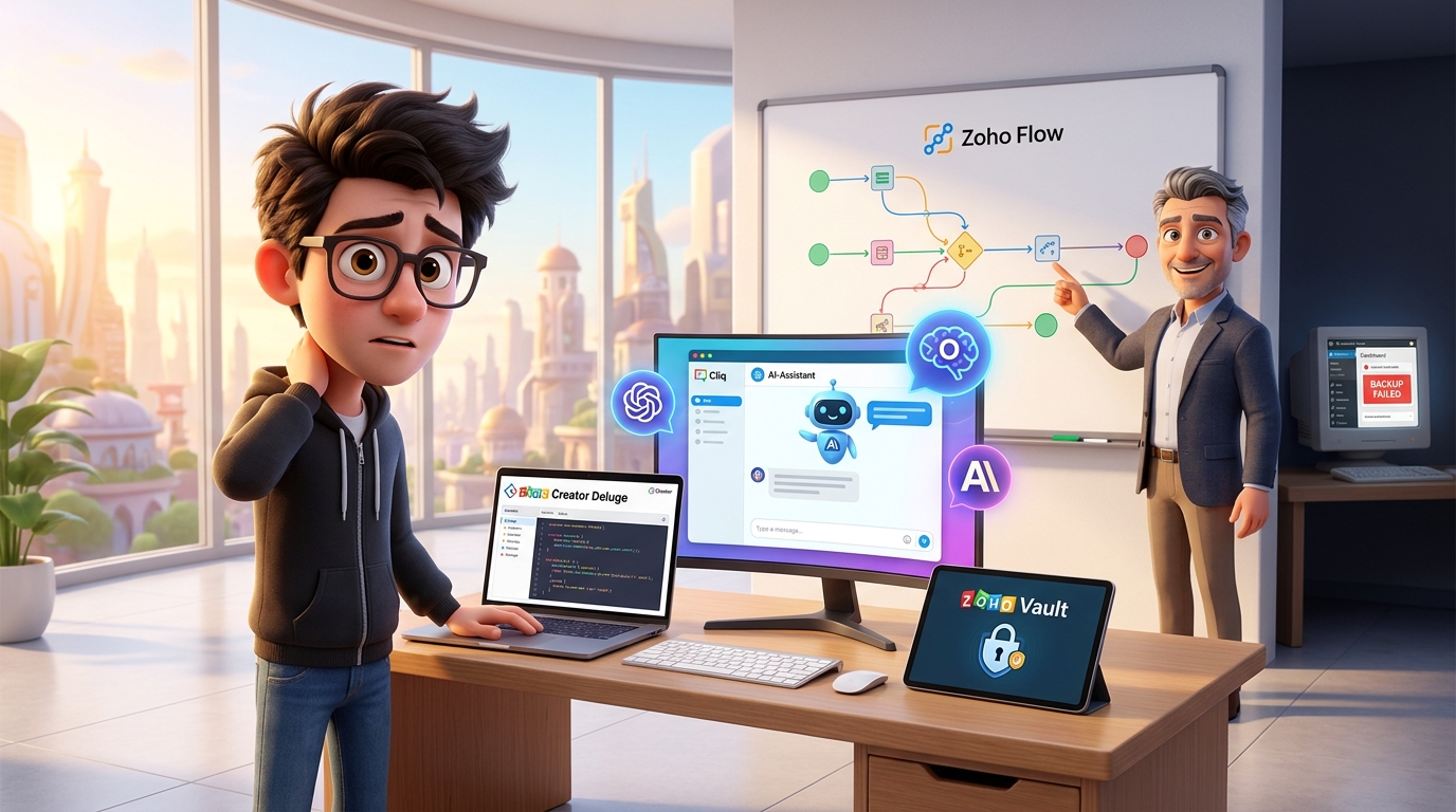 Du betrachtest gerade Zoho Cliq Bot, OpenAI API und Zoho Vault für automatisiertes KI-gestütztes Workflow-Management