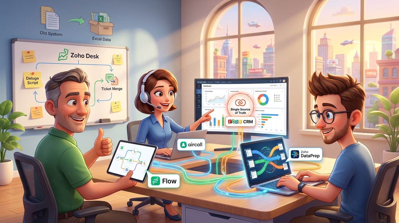 Du betrachtest gerade Zoho CRM, Desk und Aircall API kombinieren: Tutorial zu VoIP-Integration und Ticket-Workflows