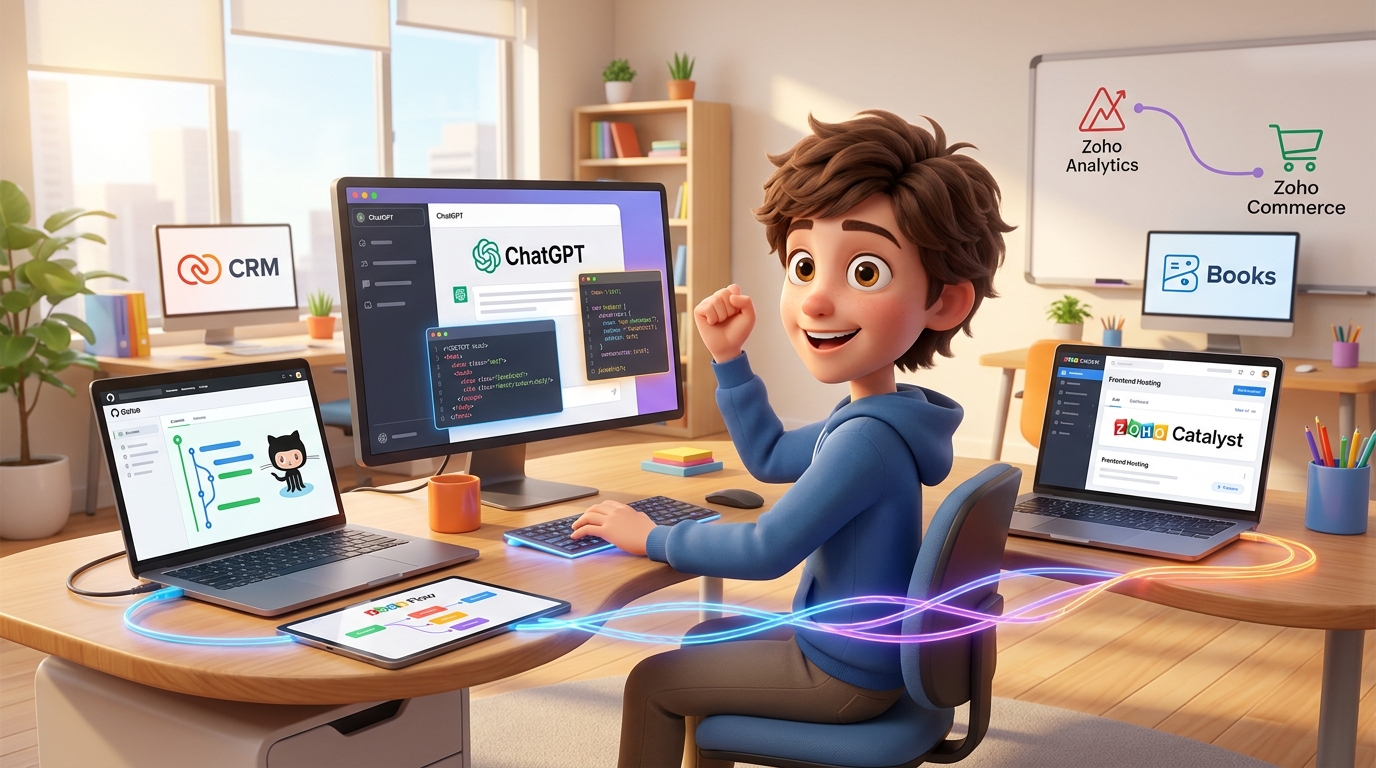 Du betrachtest gerade Tutorial: KI-Code mit ChatGPT, Zoho Catalyst und GitHub zu Webanwendungen deployen