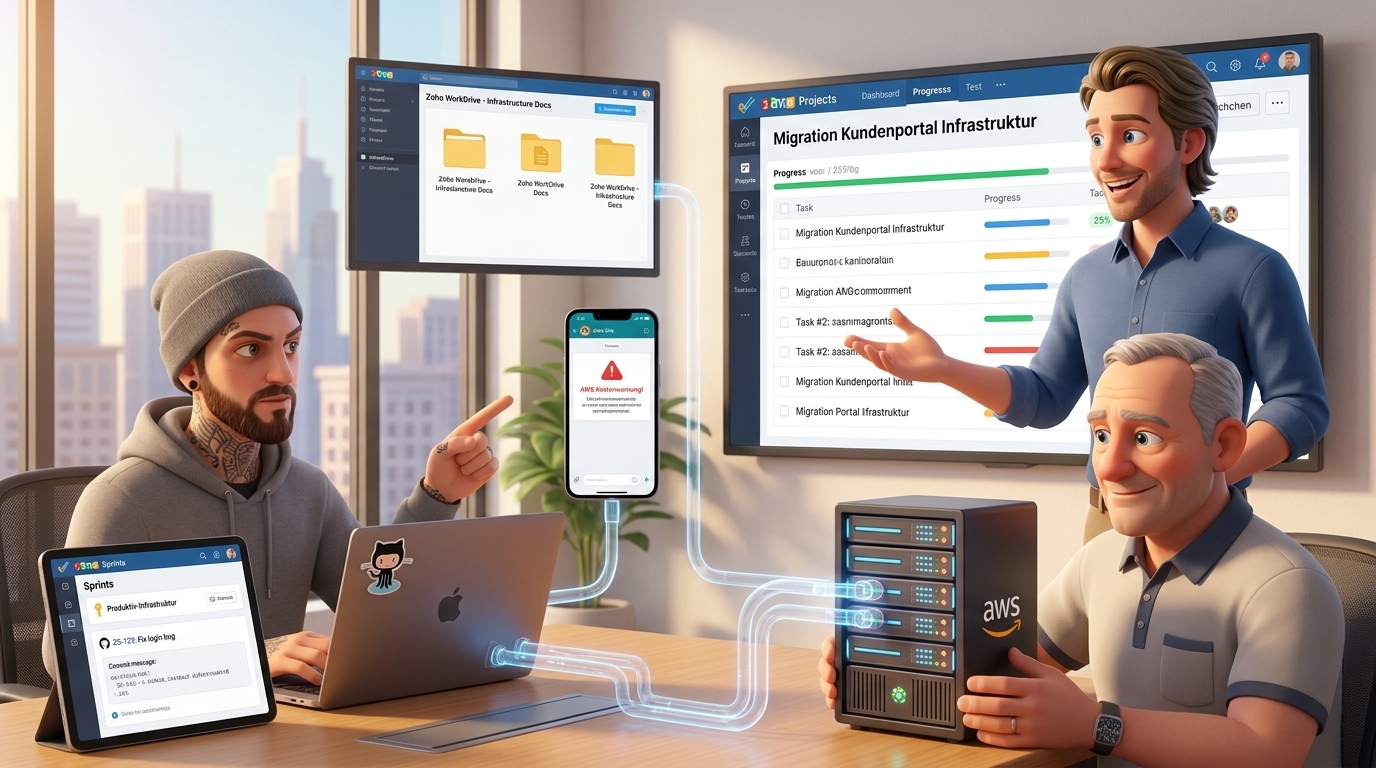 Du betrachtest gerade Zoho Projects, Vault und Cliq: AWS und GitHub-Integration für IT-Migration